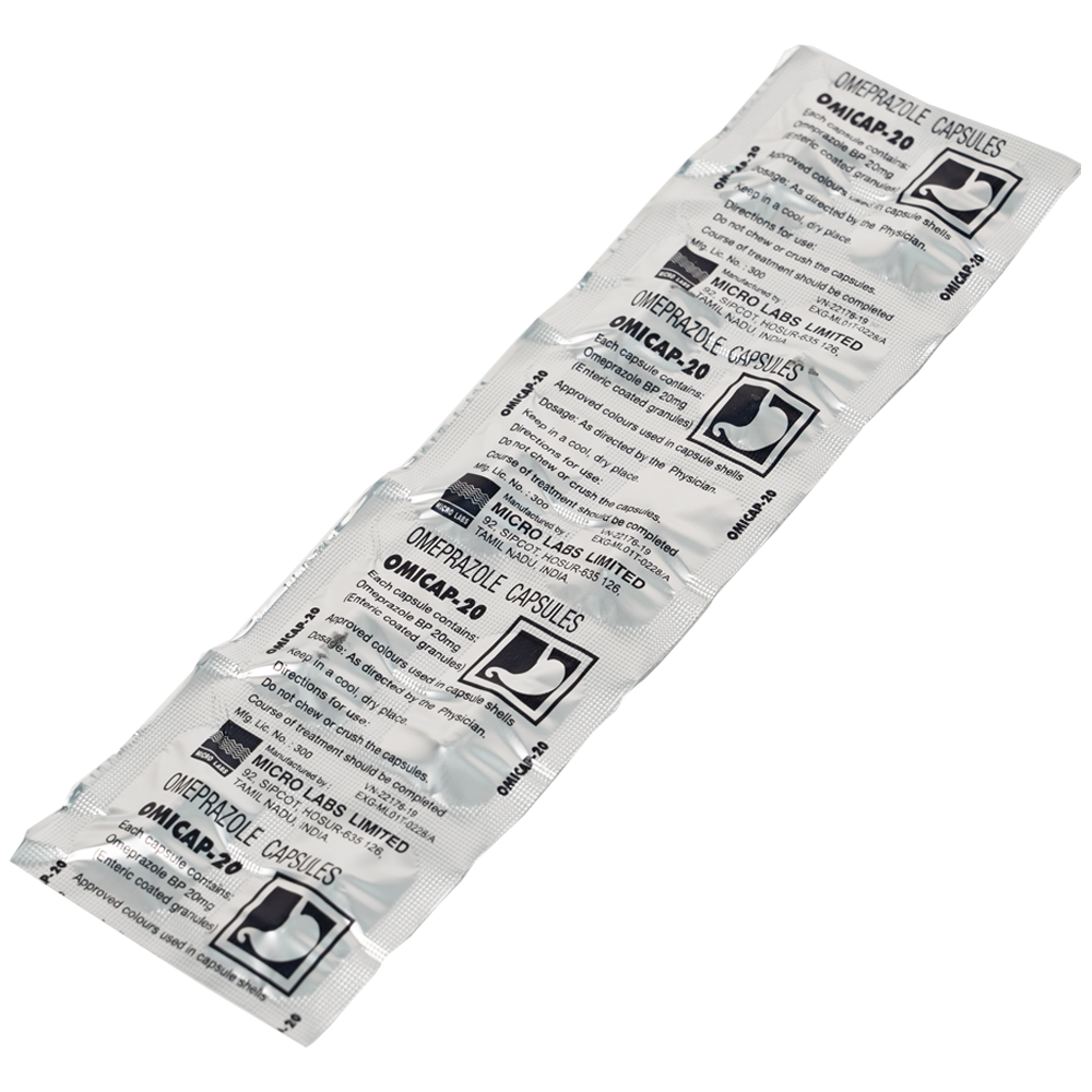 Hình ảnh Thuốc Omicap-20 Micro điều trị loét tá tràng và dạ dày, hội chứng Zollinger – Ellison, trào ngược thực quản (10 vỉ x 10 viên)