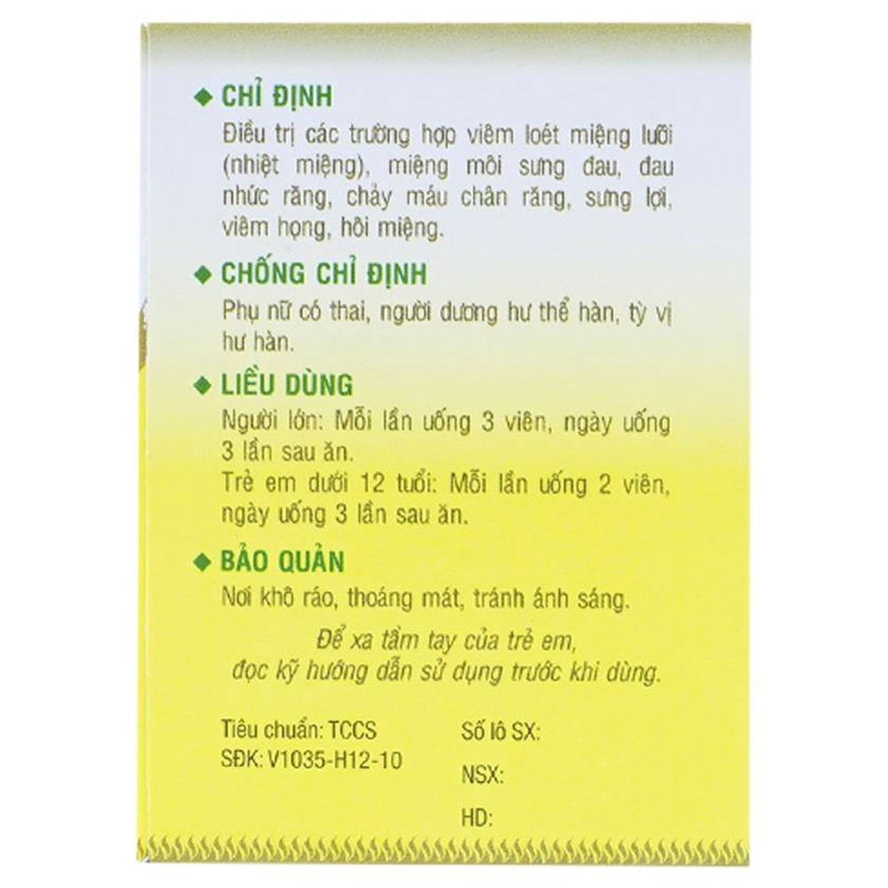 Hình ảnh Thuốc Nhiệt Miệng PV điều trị viêm loét miệng lưỡi, miệng môi sưng đau  (100 viên)