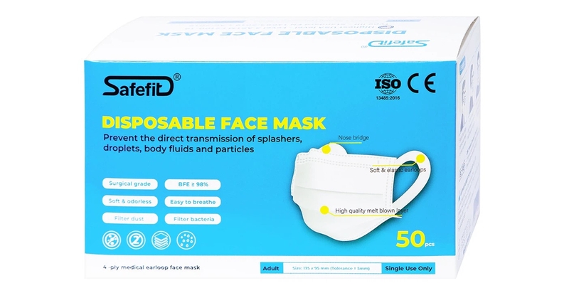 Khẩu Trang Y Tế Safefit 4 Lớp Màu Trắng