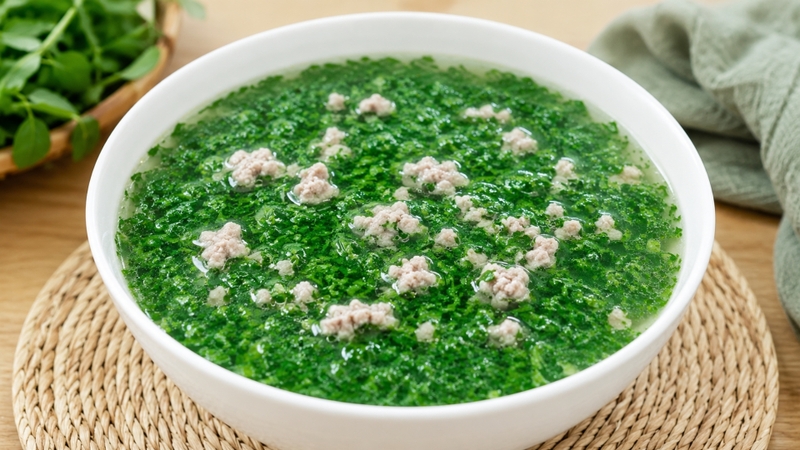 Canh rau ngót nấu thịt bằm có vị ngọt thanh, dễ ăn và rất thích hợp dùng cùng cơm mềm