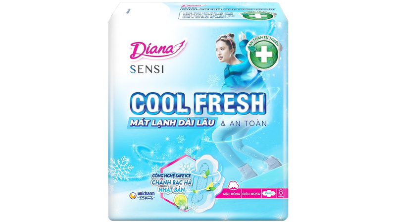 Băng vệ sinh Diana với công nghệ làm mát dịu nhẹ, mang lại cảm giác dễ chịu