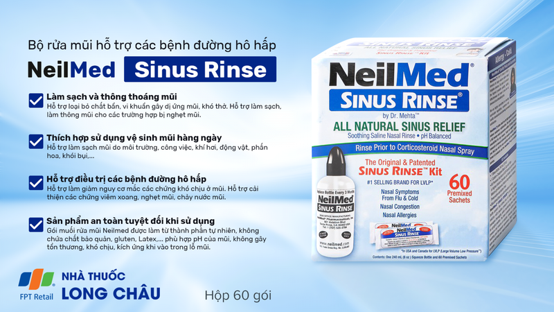 NEILMED 1 BÌNH + 60 GÓI - BỘ RỬA MŨI XOANG CHO TRẺ TỪ 10 TUỔI 2