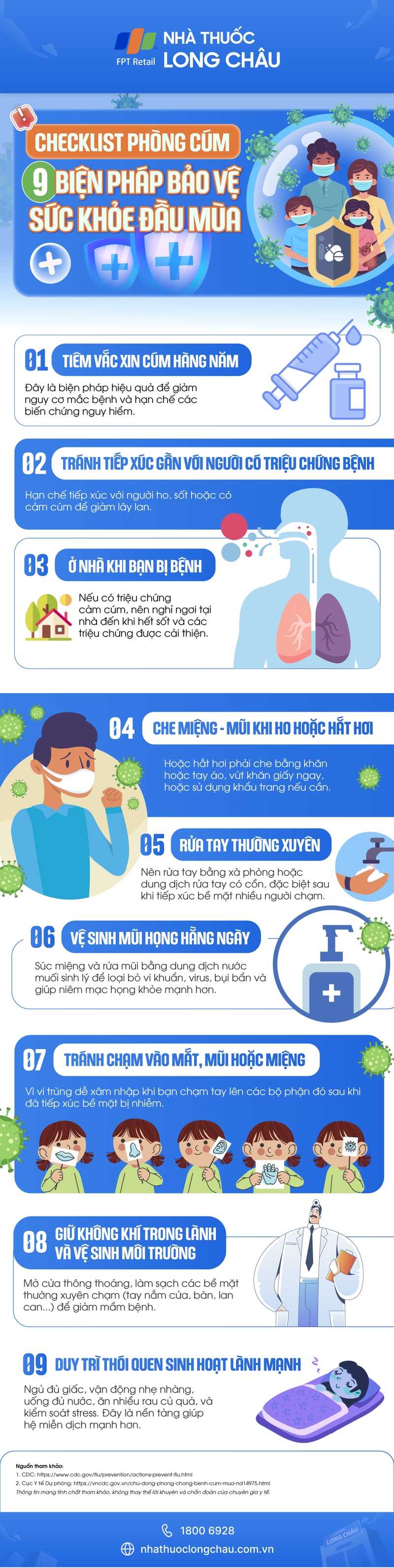 [Infographic] Checklist phòng cúm: 9 biện pháp bảo vệ sức khỏe đầu mùa