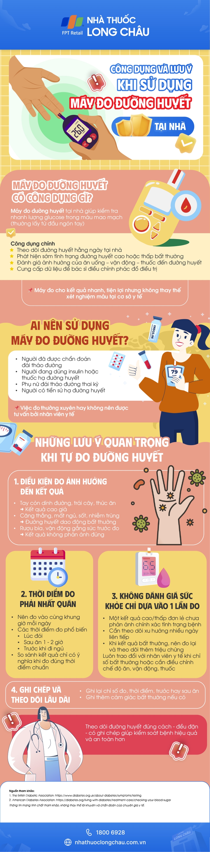 [Infographic] Công dụng và lưu ý khi sử dụng máy đo đường huyết tại nhà