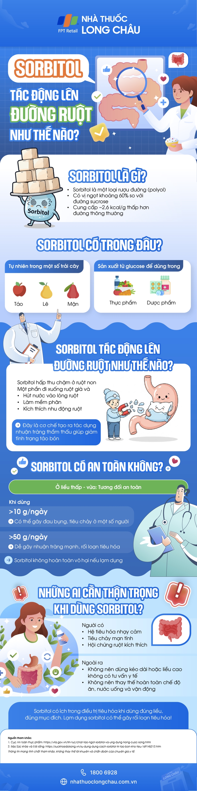 Sorbitol tác động lên đường ruột như thế nào?