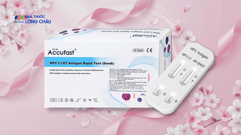 Mua kit test HPV Accufast L1E7 giúp phát hiện sớm nguy cơ ung thư cổ tử cung (25 kít) tại nhà thuốc Long Châu