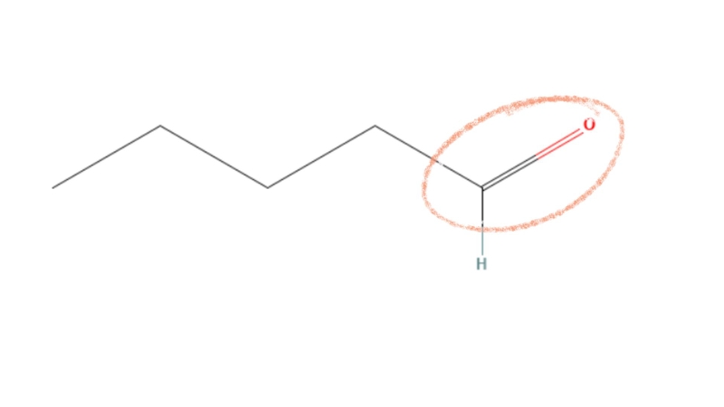 Trọng tâm phản ứng của Pentanal nằm ở nhóm carbonyl (C=O) đặc trưng cho chức aldehyde