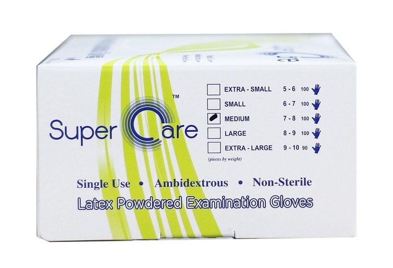 Găng tay y tế Super Care Latex Powdered Examination Gloves size M được làm đúng theo tiêu chuẩn của USP và FDA