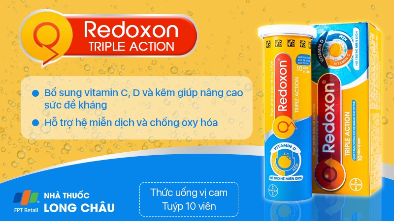 Viên sủi tăng cường đề kháng Redoxon Triple Action tuýp 10 viên 2