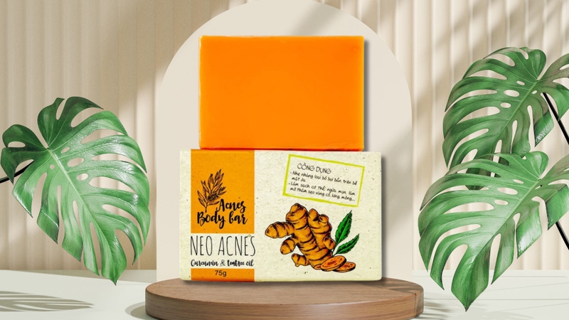 Xà phòng tắm La Beauty Acnes Body Bar hỗ trợ trị mụn, nghệ Curcumin và tinh chất dầu tràm (75g).jpg