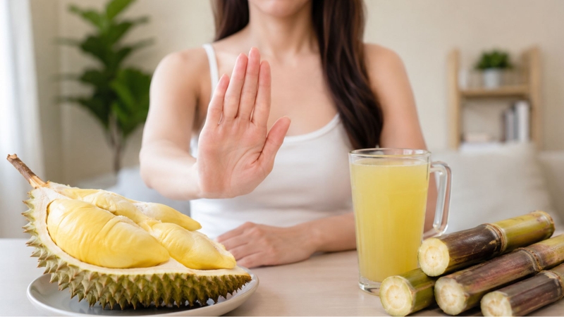 Người đang giảm cân nên hạn chế kết hợp sầu riêng và nước mía
