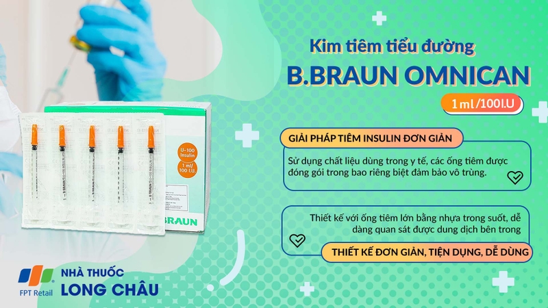 Kim tiêm tiểu đường B.Braun Omnican 1ml/100 I.U cam (100 cái)