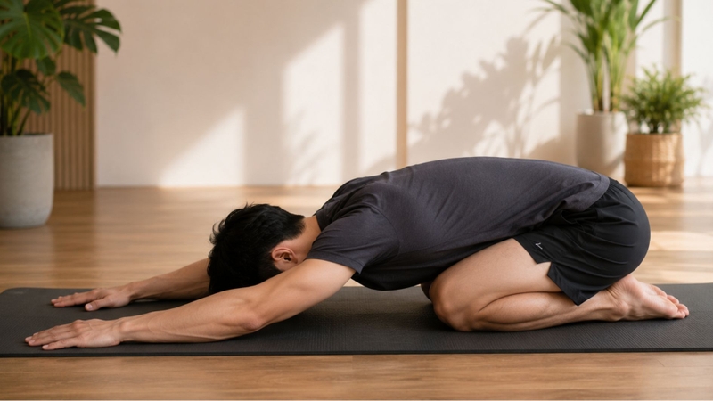 Tư thế em bé là tư thế thư giãn phổ biến trong yoga