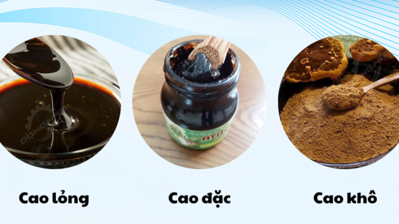 Cao dược liệu gồm bốn dạng phổ biến: cao lỏng, cao mềm, cao đặc và cao khô