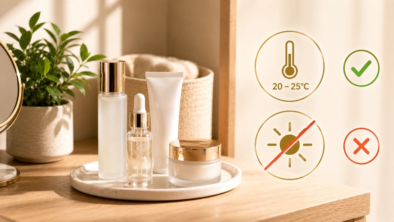 Để mỹ phẩm ở nơi khô ráo, thoáng mát và tránh ánh sáng trực tiếp