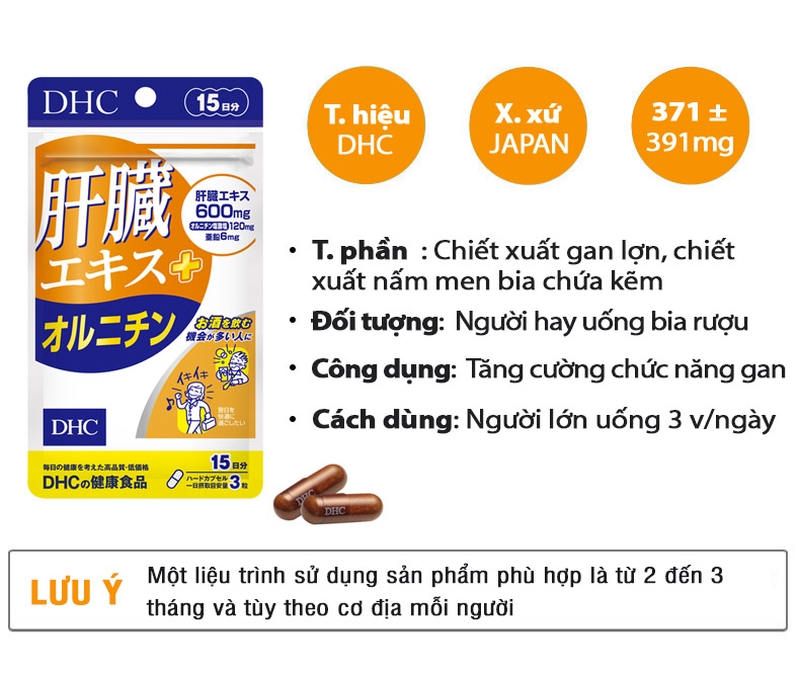 Bảo vệ gan tốt hơn với Viên uống DHC Liver Essence + Ornithine 90V 3