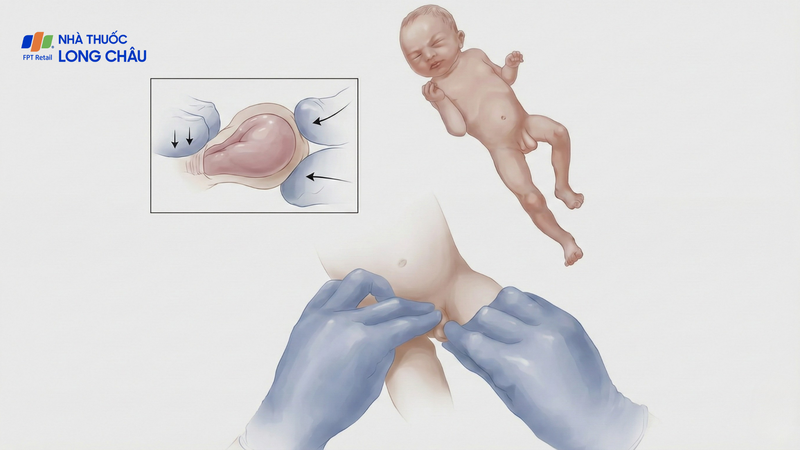 Bé 13 tháng nhập viện bìu sưng đau, được mổ cấp cứu kịp thời