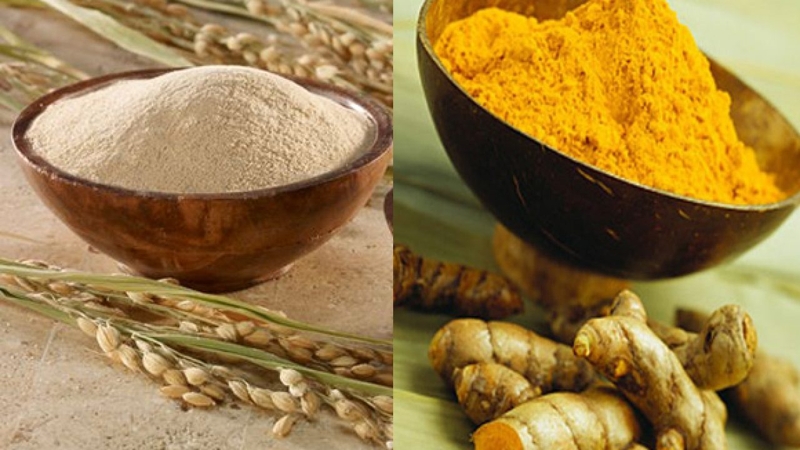 Sự kết hợp giữa bột yến mạch và nghệ giúp trị mụn, làm mờ vết thâm và làm mịn da