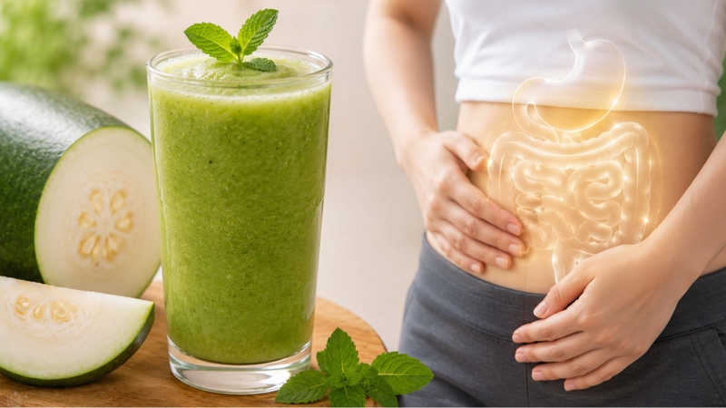 Chất xơ trong bí đao xay góp phần hỗ trợ tiêu hóa và tăng cảm giác no