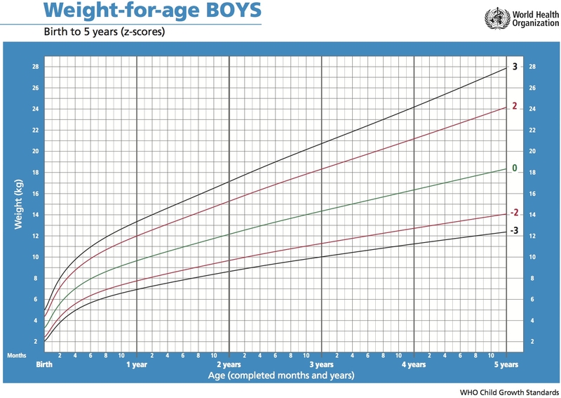 Biểu đồ tăng trưởng của bé trai