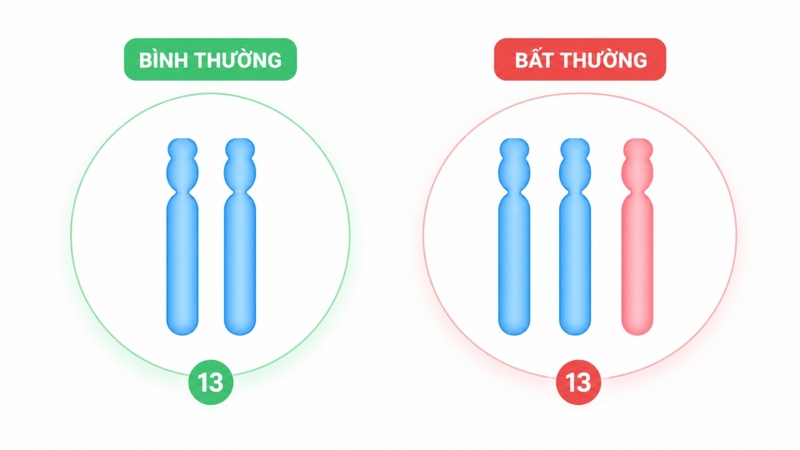 Trẻ mắc hội chứng Patau có thêm một bản sao của nhiễm sắc thể số 13