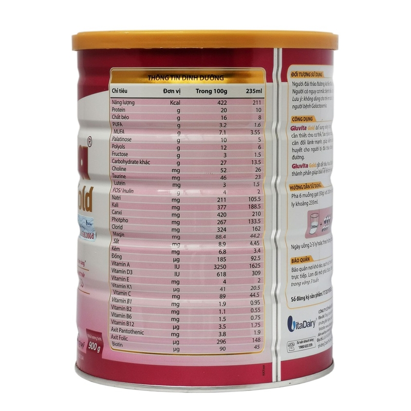 Bổ sung dinh dưỡng cho người bị tiểu đường với Sữa Vitadairy Gluvita Gold 900g 2