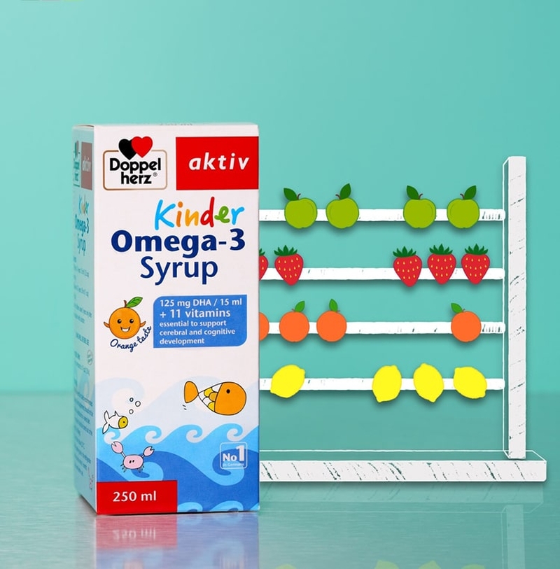 Bổ sung Omega 3 cho bé với Kinder Omega 3 Syrup Akiv 250Ml 3