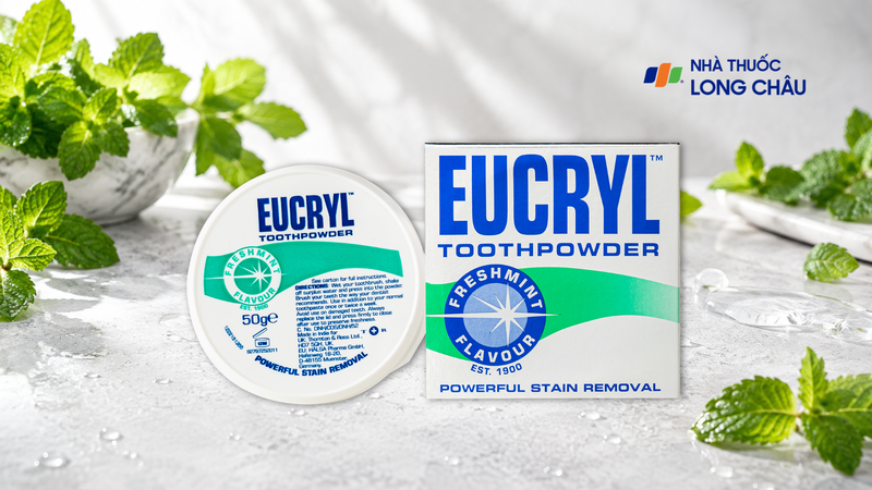 Bột tẩy trắng răng bạc hà Eucryl Toothpowder Freshmint Flavour