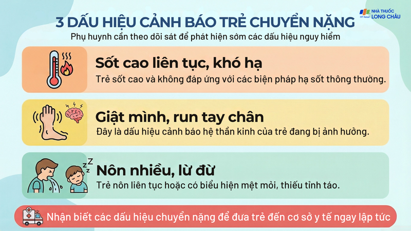 3 dấu hiệu cảnh báo trẻ mắc tay chân miệng chuyển nặng