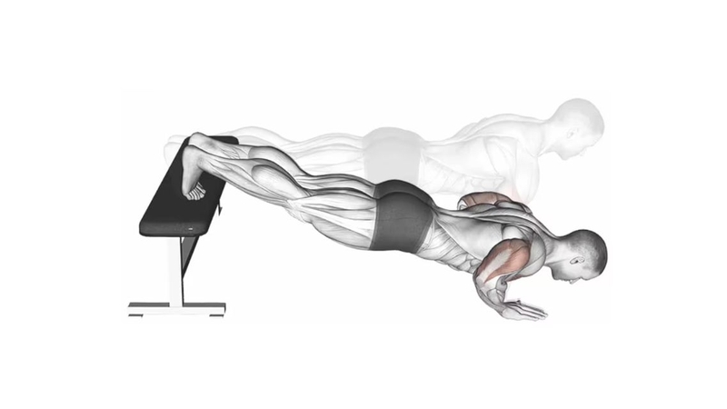 Khi hít đất, chân bạn đặt ở vị trí cao hơn bình thường