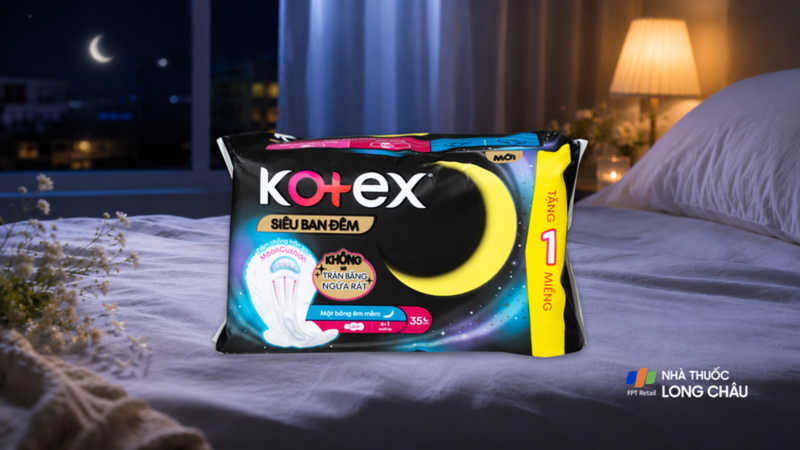 Băng vệ sinh Kotex siêu ban đêm có chiều dài 35 cm