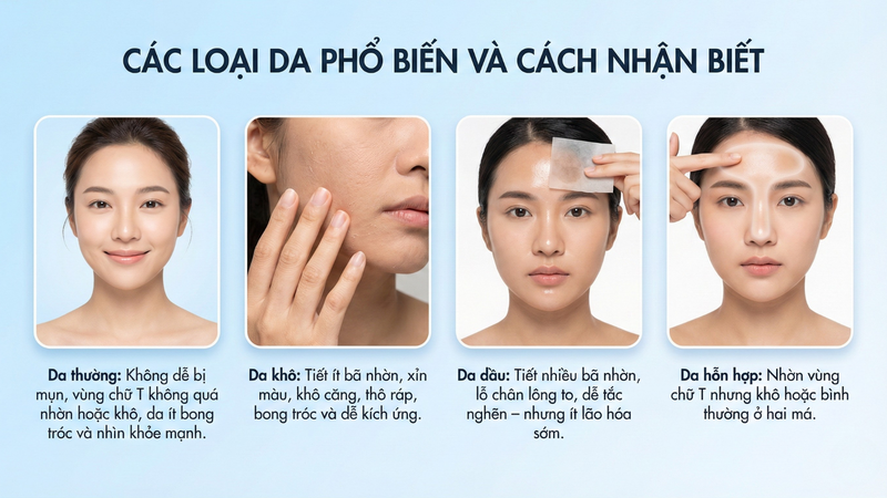 Các loại da phổ biến và cách nhận biết