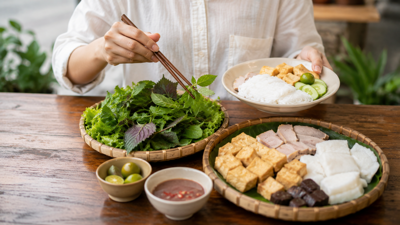 Mỗi loại rau ăn kèm đều mang đến hương vị riêng