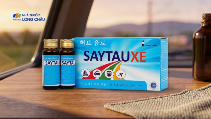 Nước uống Saytauxe là sản phẩm hỗ trợ dành cho người dễ bị say tàu xe