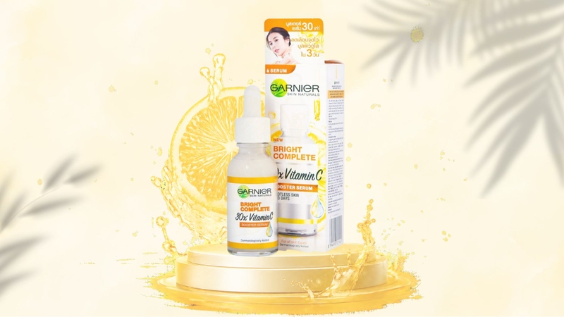Da mụn kèm thâm sạm nên lựa chọn Serum Garnier Skin Naturals Bright Complete 30x Vitamin C Booster