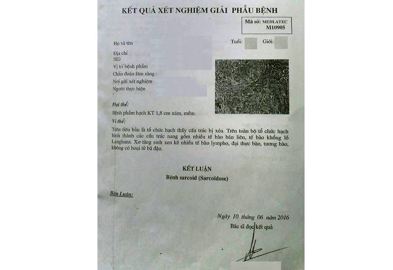 Mẫu kết quả giải phẫu bệnh