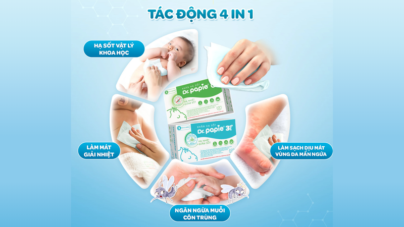 Công dụng của khăn hạ sốt Dr.Papie