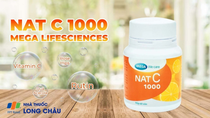 Viên uống Nat C 1000 cung cấp hàm lượng vitamin C lên đến 1000mg