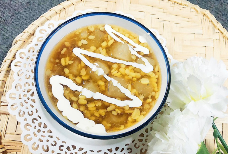 Cách nấu chè bưởi đậu xanh nước cốt dừa chuẩn nhà làm 4