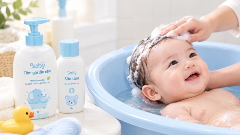 Lựa chọn sản phẩm tắm dịu nhẹ, phù hợp với làn da trẻ nhỏ