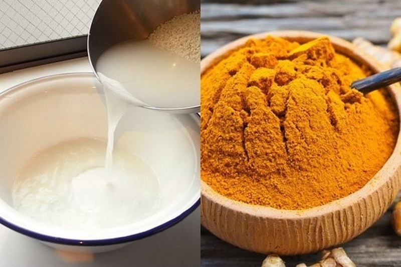 Cách trị mụn bằng nước vo gạo và tinh bột nghệ
