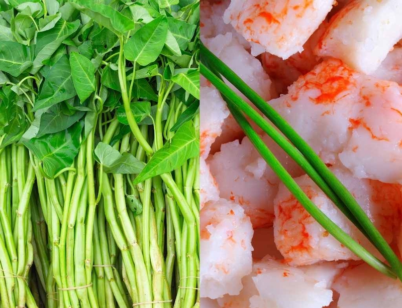 Cháo ghẹ cho bé ăn dặm với rau muống