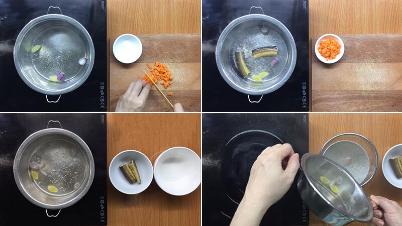luộc chín lươn và cà rốt
