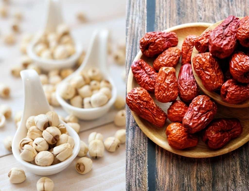 Cháo táo đỏ khô cho bé ăn dặm với hạt sen thơm ngon