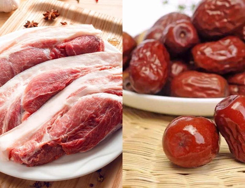 Cháo thịt heo và táo đỏ