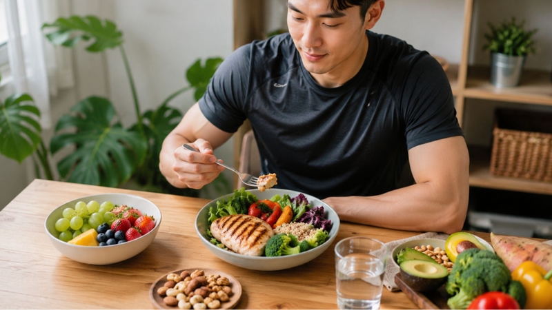 Chế độ dinh dưỡng đầy đủ dưỡng chất giúp phục hồi sau vận động