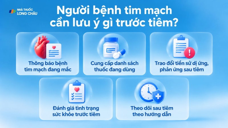 Người mắc bệnh tim mạch cần được đánh giá sức khỏe trước khi tiêm chủng