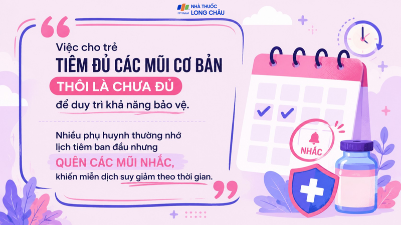 Nhiều phụ huynh thường quên các mũi nhắc lại, khiến miễn dịch suy giảm theo thời gian