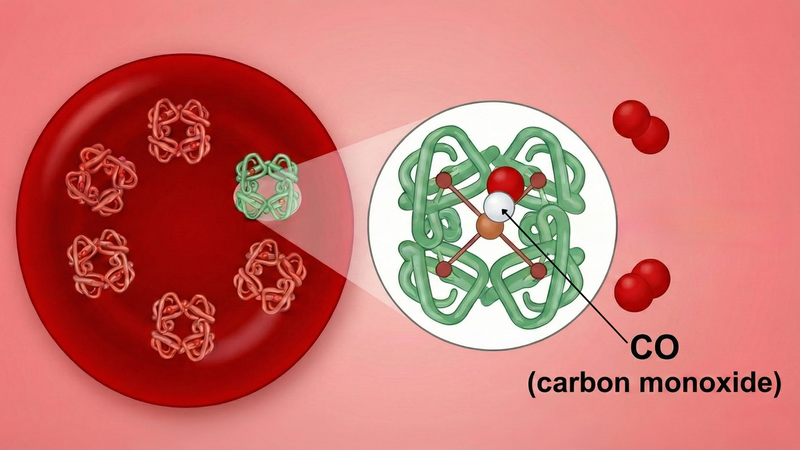 CO gắn chặt với hồng cầu, ảnh hưởng đến khả năng vận chuyển oxy đến các cơ quan