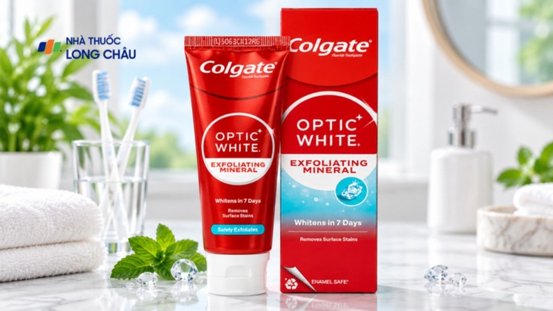 Kem đánh răng Colgate Optic White Exfoliating Mineral 100g